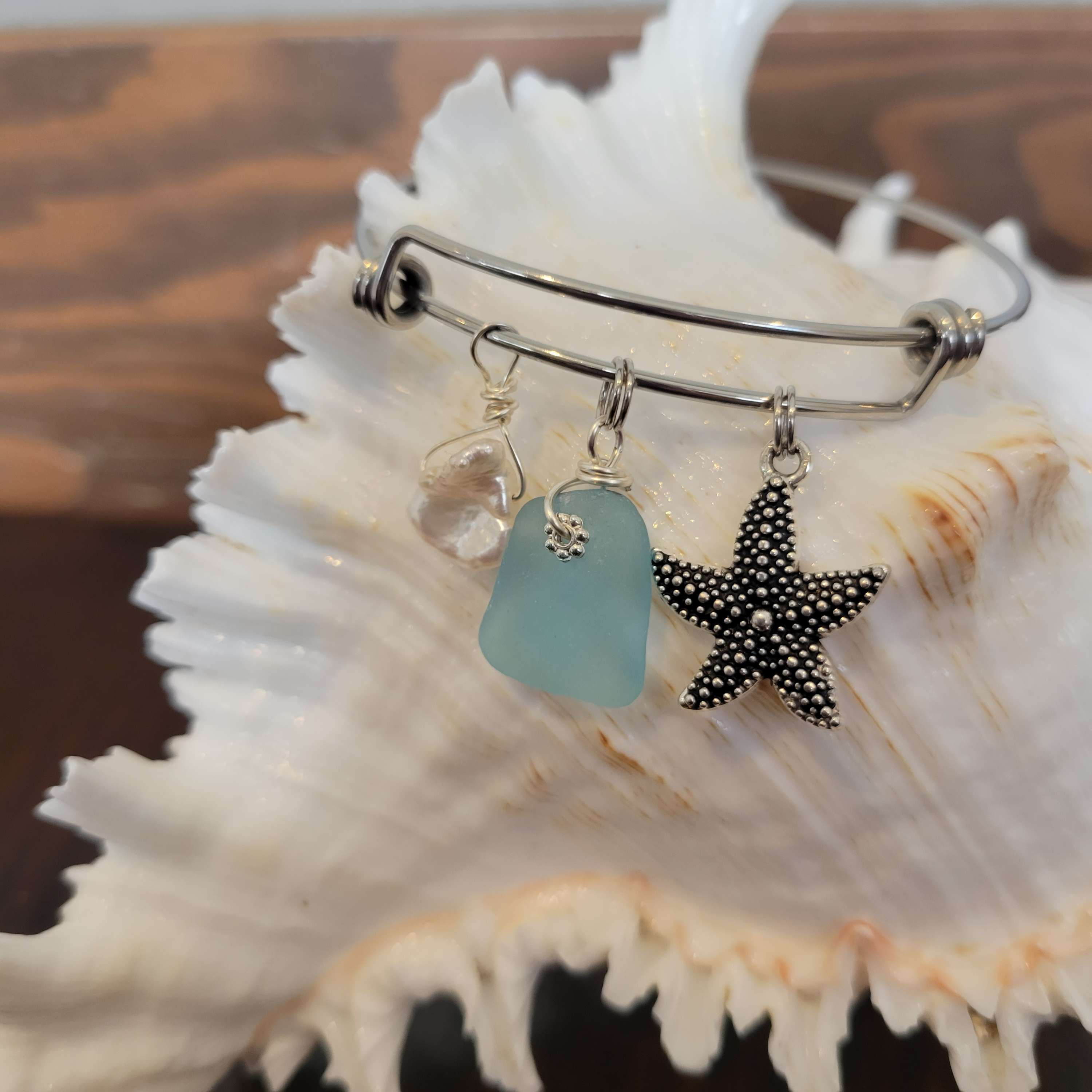 Sea glass charm bracelet 