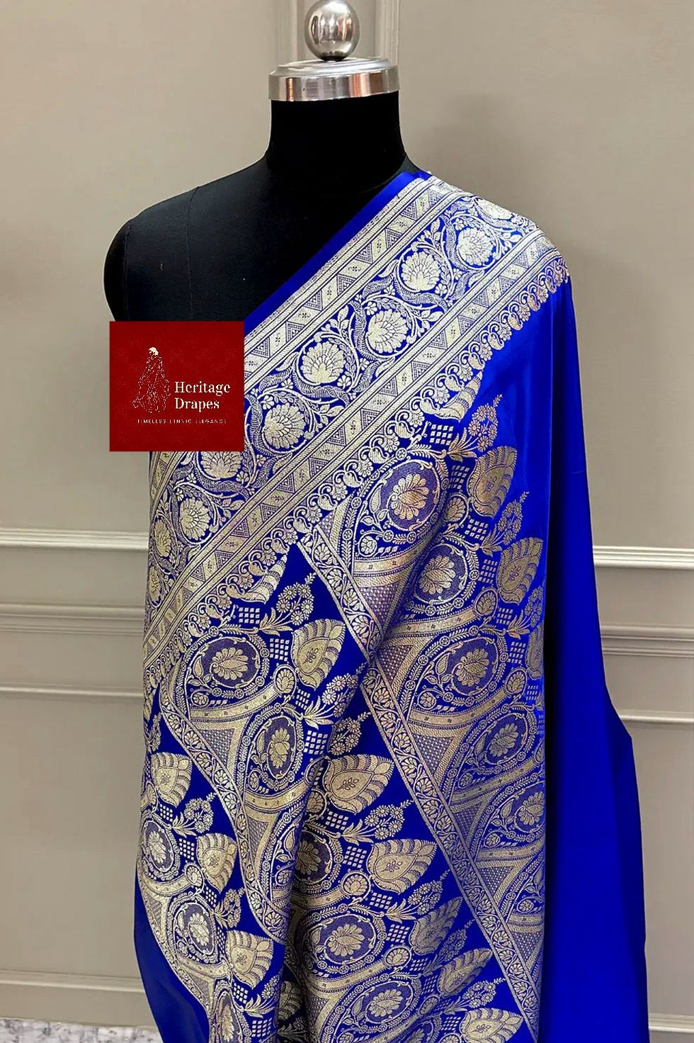 Thumbnail: Royal Blue Royal Plain Silk Banarasi Saree