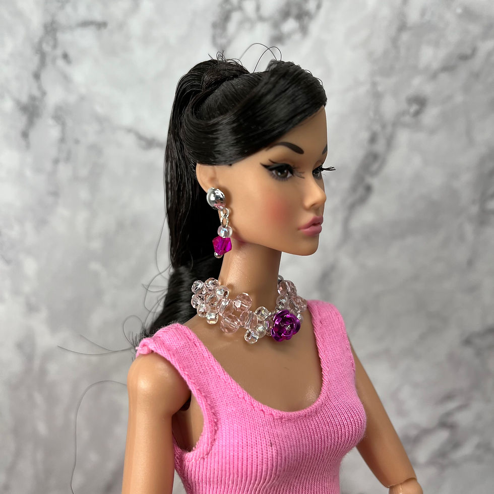 Thumbnail: Handmade Doll Jewellery Set (2023) - Necklace And Earrings #00128