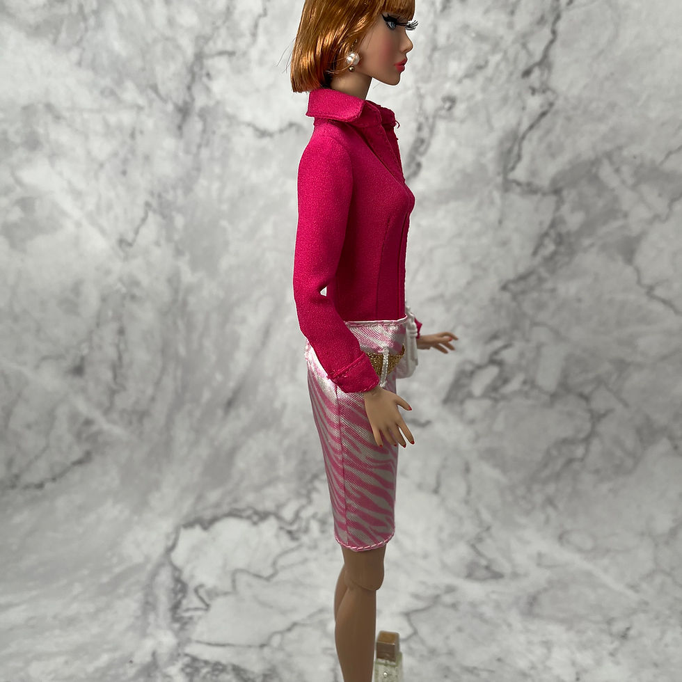 Thumbnail: Complete 11-12" Doll Outfit (2023) - 'Tiger Stripe Pink' Shirt, Skirt, Shoes....