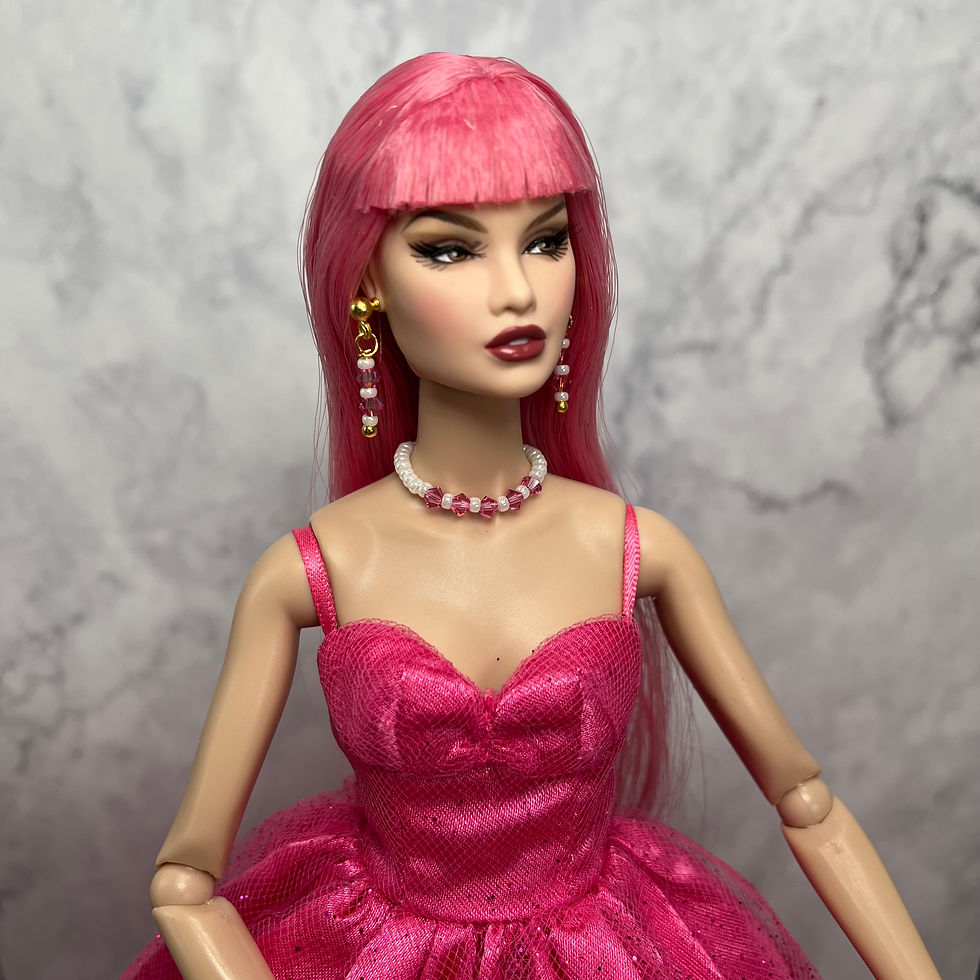 Thumbnail: Handmade Doll Jewellery Set (2024) - Necklace and Earrings #00149