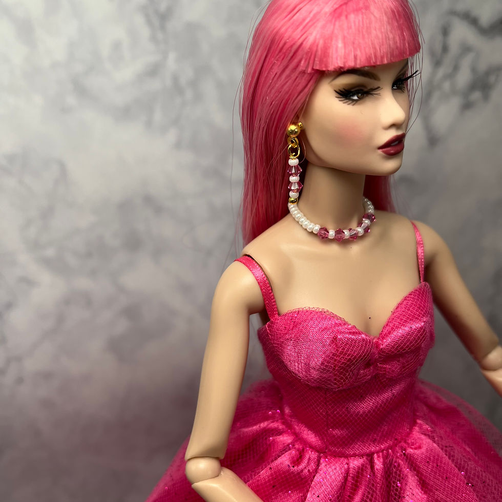 Thumbnail: Handmade Doll Jewellery Set (2024) - Necklace and Earrings #00149