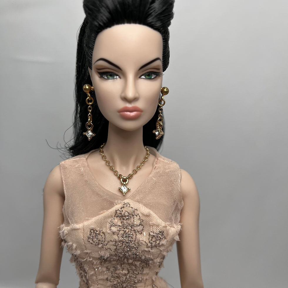 Thumbnail: Handmade Doll Jewellery Set (2023) - Necklace And Earrings #00122