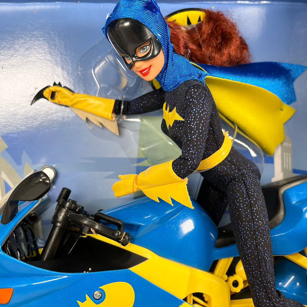 Thumbnail: Barbie (2003) - Barbie As Batgirl on Motorbike Doll, New on Backing Card #C7458