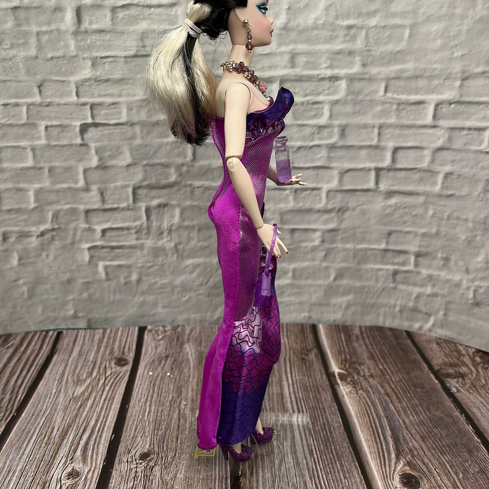 Thumbnail: Complete 11-12" Doll Outfit (2023) - 'Majestic Purple' Dress, Jewellery Set