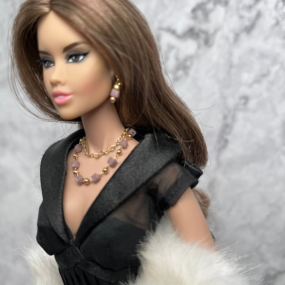 Thumbnail: Handmade Doll Jewellery Set (2023) - Necklace And Earrings #00136