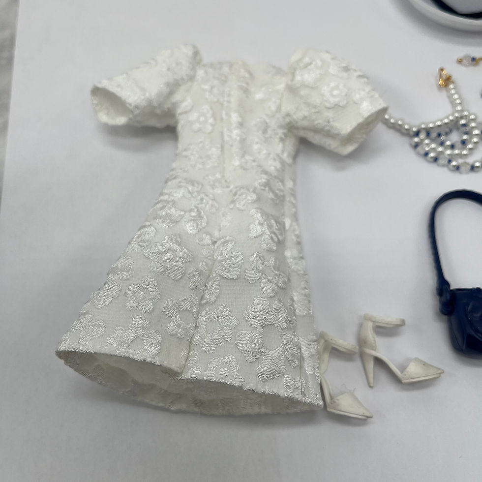 Thumbnail: Complete 11-12" Doll Outfit (2023) - 'Sunday Best' Dress, Bag, Shoes, Jewellery