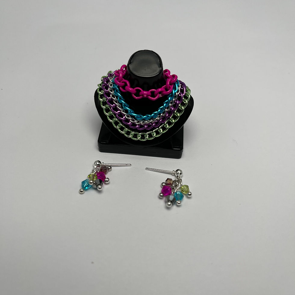 Thumbnail: Handmade Doll Jewellery Set (2023) - Necklace And Earrings #00123