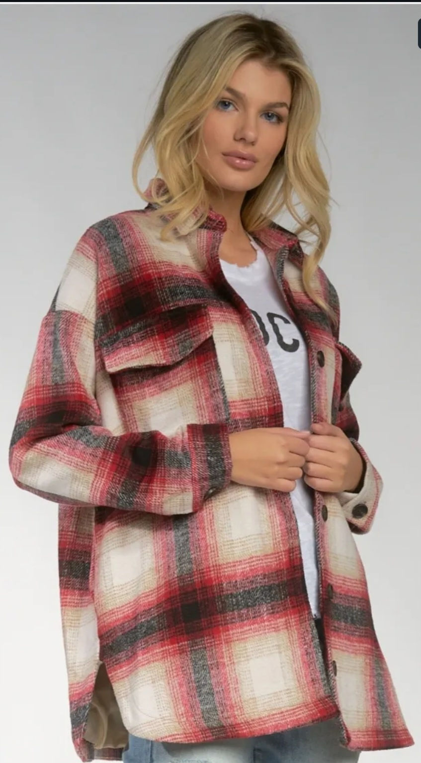 Thumbnail: ELAN - Riley Plaid Shacket