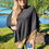 Thumbnail: Christine's Poncho with Leopard Trim - Black