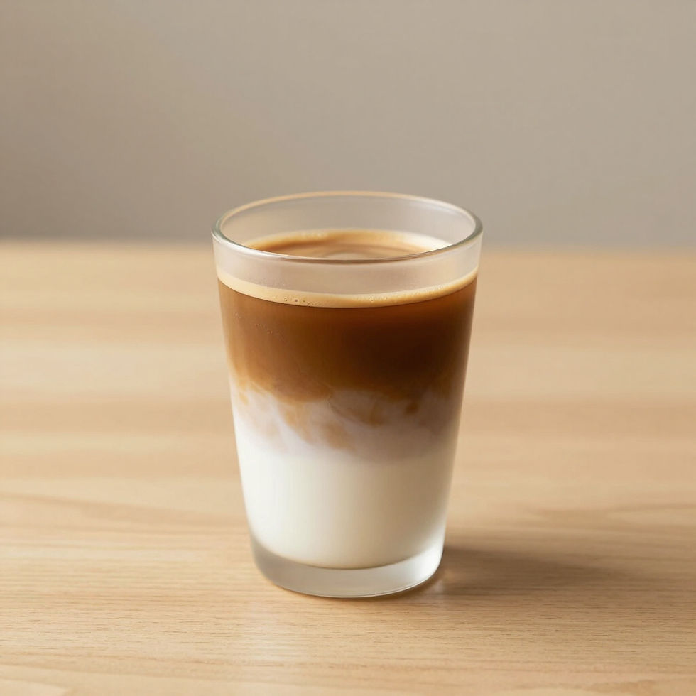 Layered iced latte for an event beverage menu.