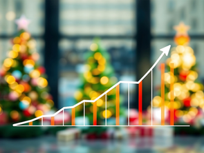 Abstract holiday background with line graph showing growth.