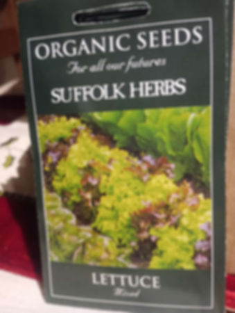Suffolk Herbs organic seeds packet showing lettuce