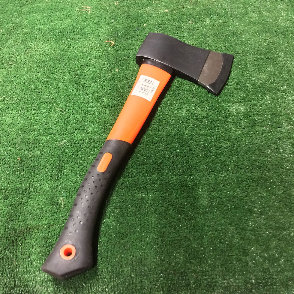 Black-headed axe with orange handle