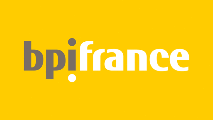 Logo Bpifrance gris et blanc sur fond jaune vif, sans autre élément.