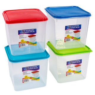Food Storage Container 3.5 Qrt 4 Colours w/ Clear Bottoms