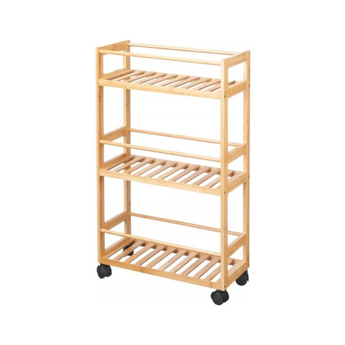 3 Shelf Bamboo Rolling Storage