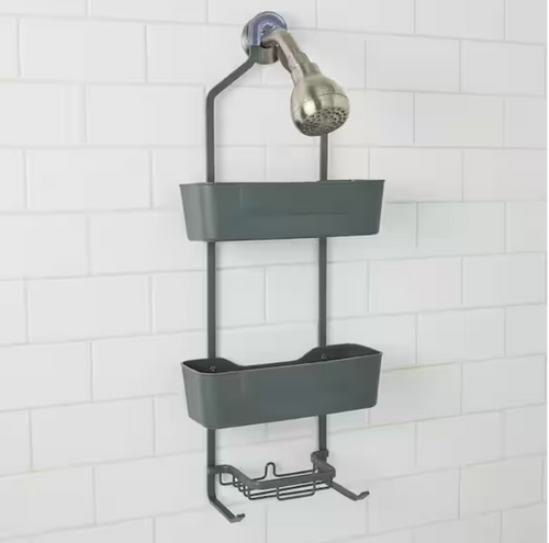 Aluminum Shower Caddy W. Plastic Basket