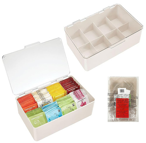 Cabinet Bin Tea Box with Hinged Lid 8 Section 2Pk