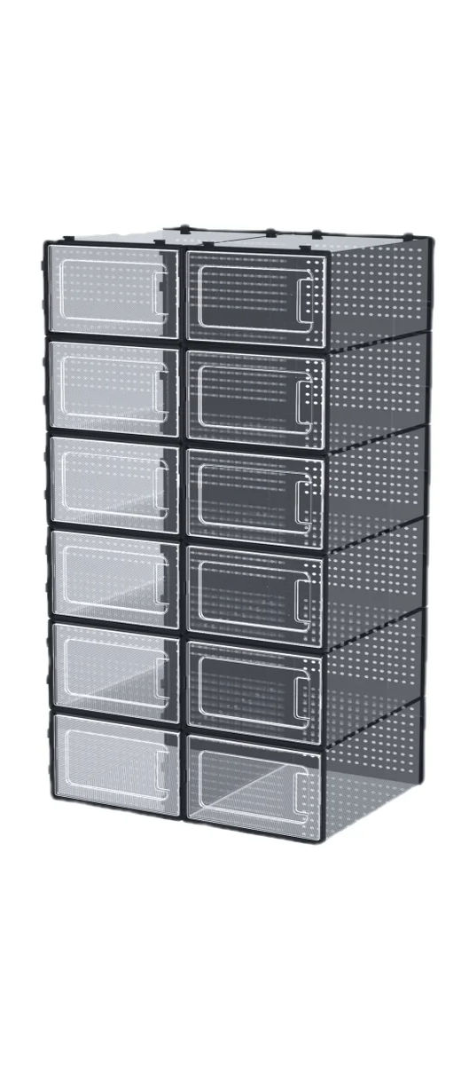 Thumbnail: Black 12Pk Stackable Shoe Organiser