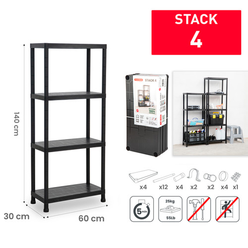 Stack 4-shelf Shelving-Black