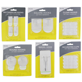 Hook ASST Self-Adhesive 6AST White/Clear 1/2/4/6/12 PKS