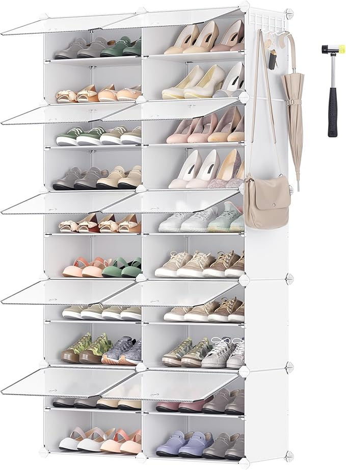 Thumbnail: 10 Tier Plastic Shoe Storage w/ Doors