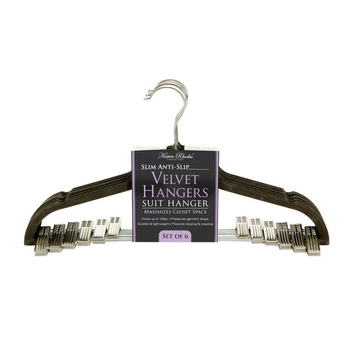 6 Pk Velvet Suit Hanger with Clips