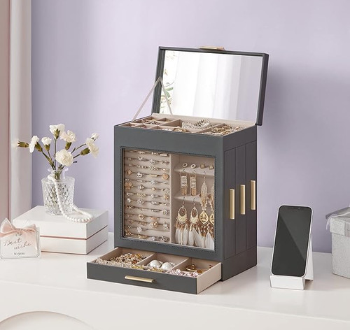 5 Section Jewellery Box w/ Glass Window