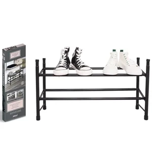 Matte Black - 2-Tier Expandable Shoe Rack