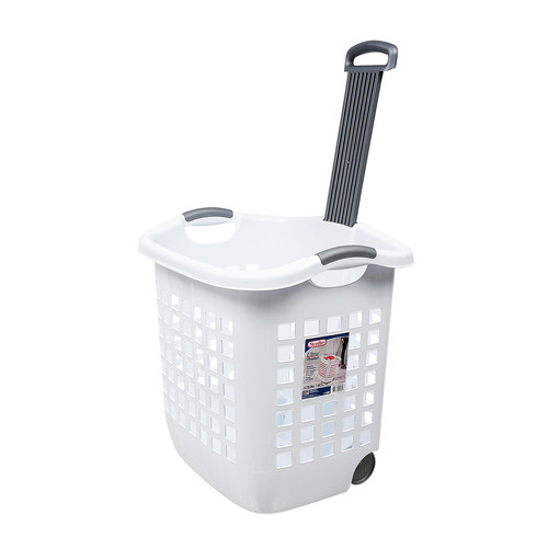 Laundry Basket White W/ Wheel sortyourstuff