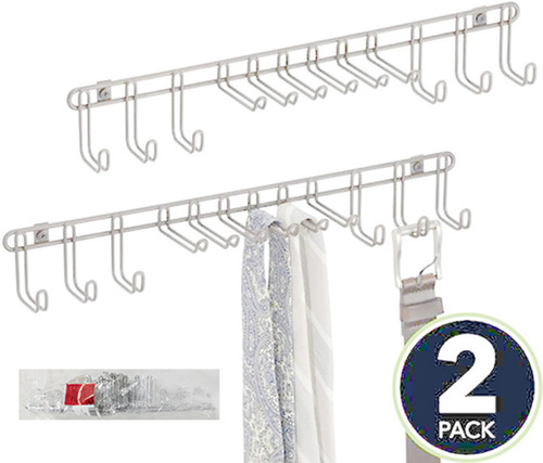 Wall Mount Tie/Belt Rack, 2 Pk Chrome