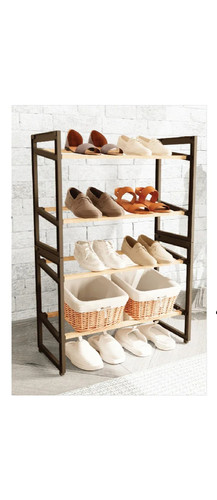 Shoe Rack 4 Tier Wooden/Black