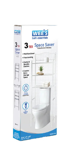Over the Toilet 3-Shelf Space Saver White