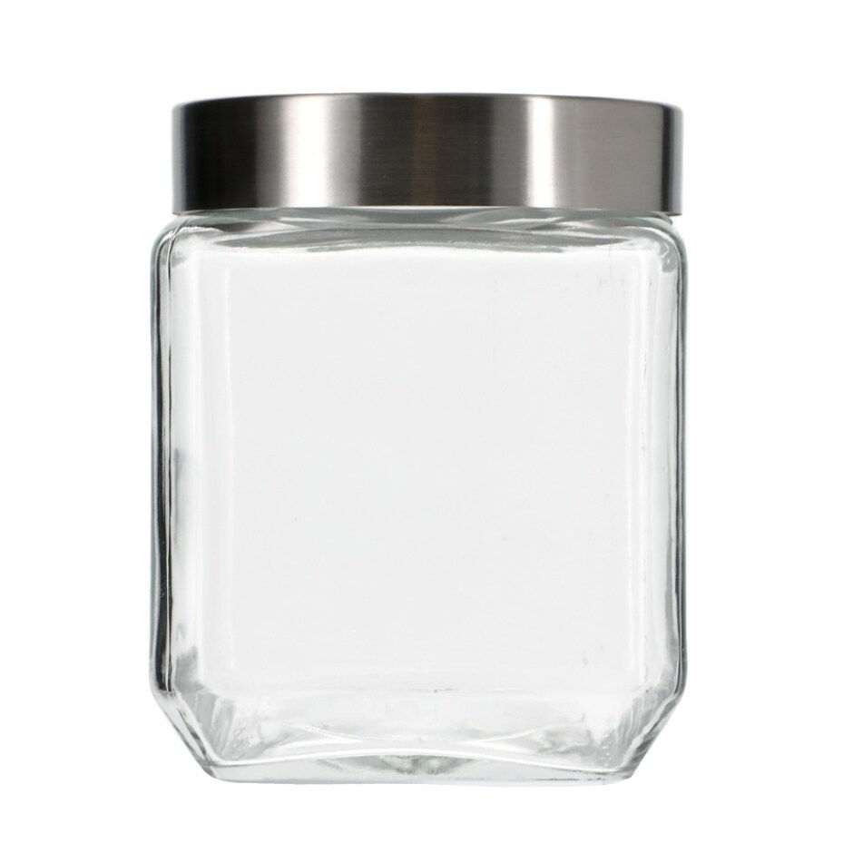Thumbnail: Square Glass Jar w/ Steel Lid 44.2oz