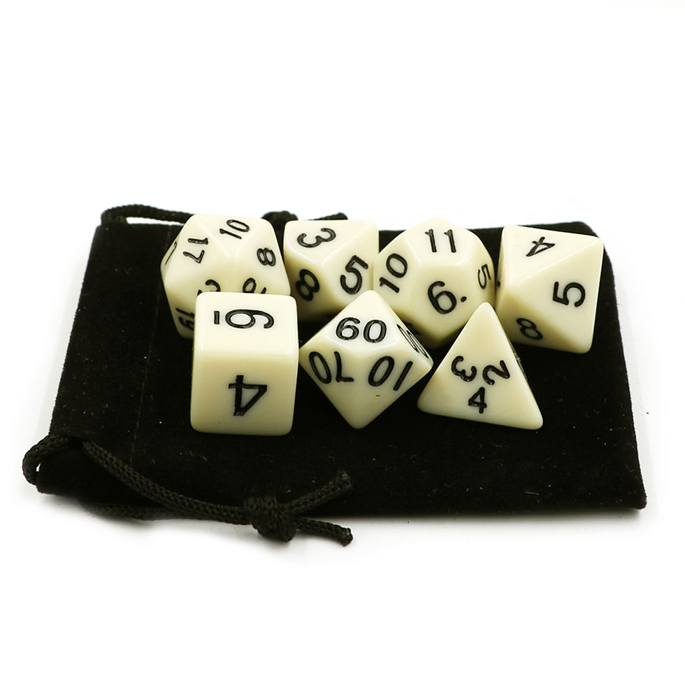 Miniatura: Conjunto de 7 Dados de RPG Poliédricos em Acrílico para D&D