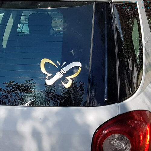 Thumbnail: Buckled Up Butterfly Vehicle Decal (6" x 4.5")