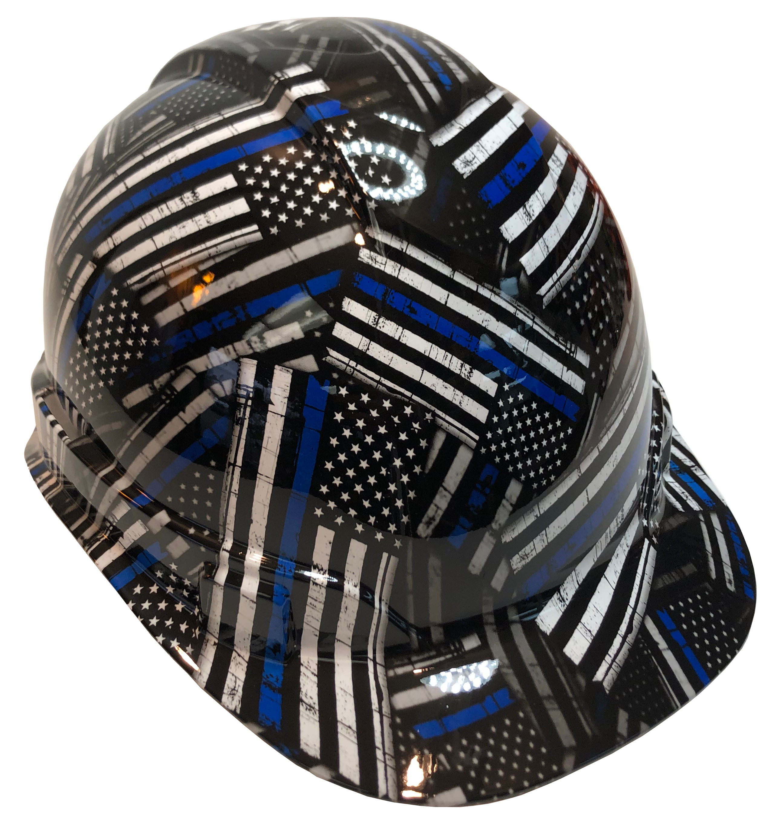 American Flag Thin Blue Line High Gloss Ridgeline Cap Style