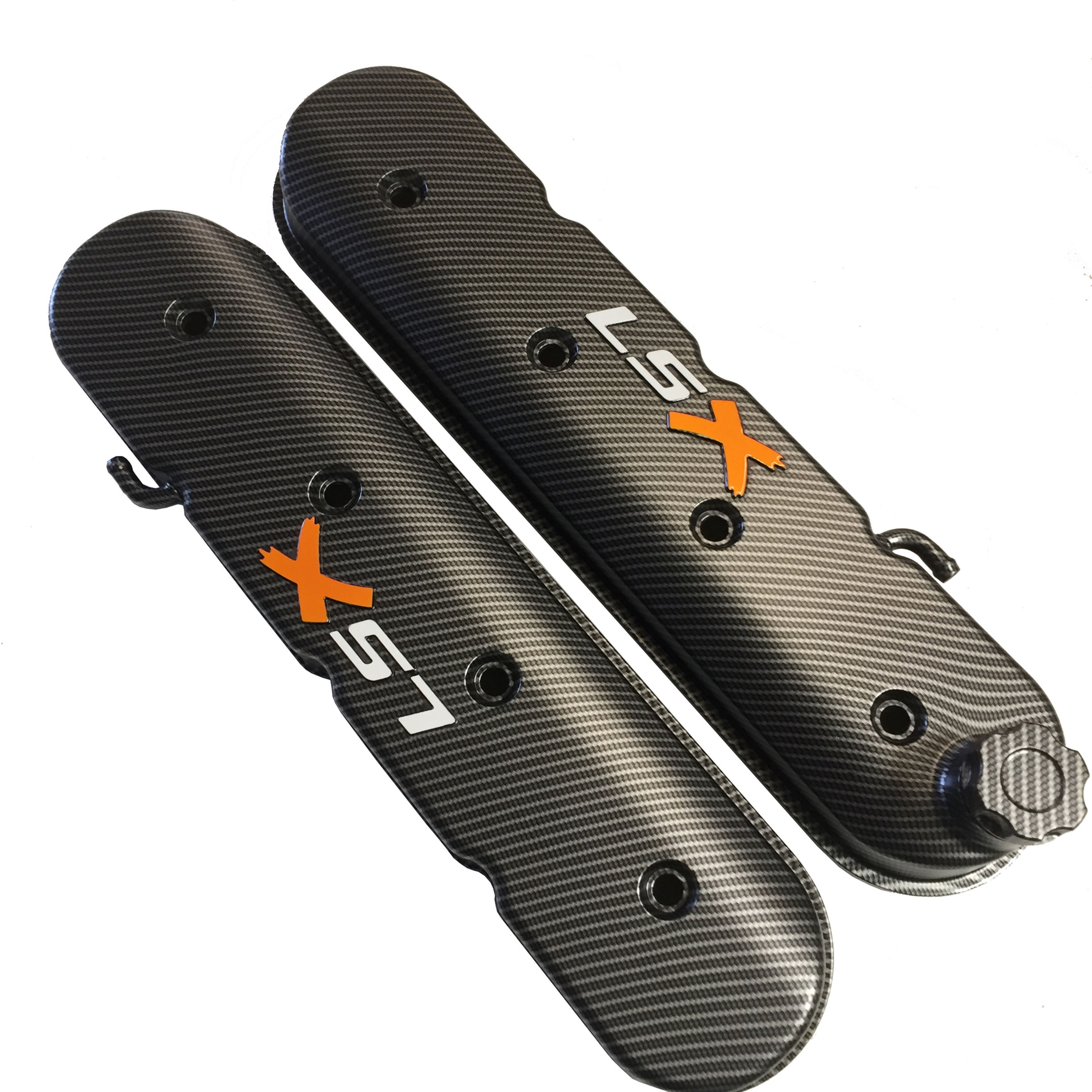 LSX Hydro Dipped Carbon Fiber Valve Covers 241-405 W/White LS HOK Sunset Pearl X