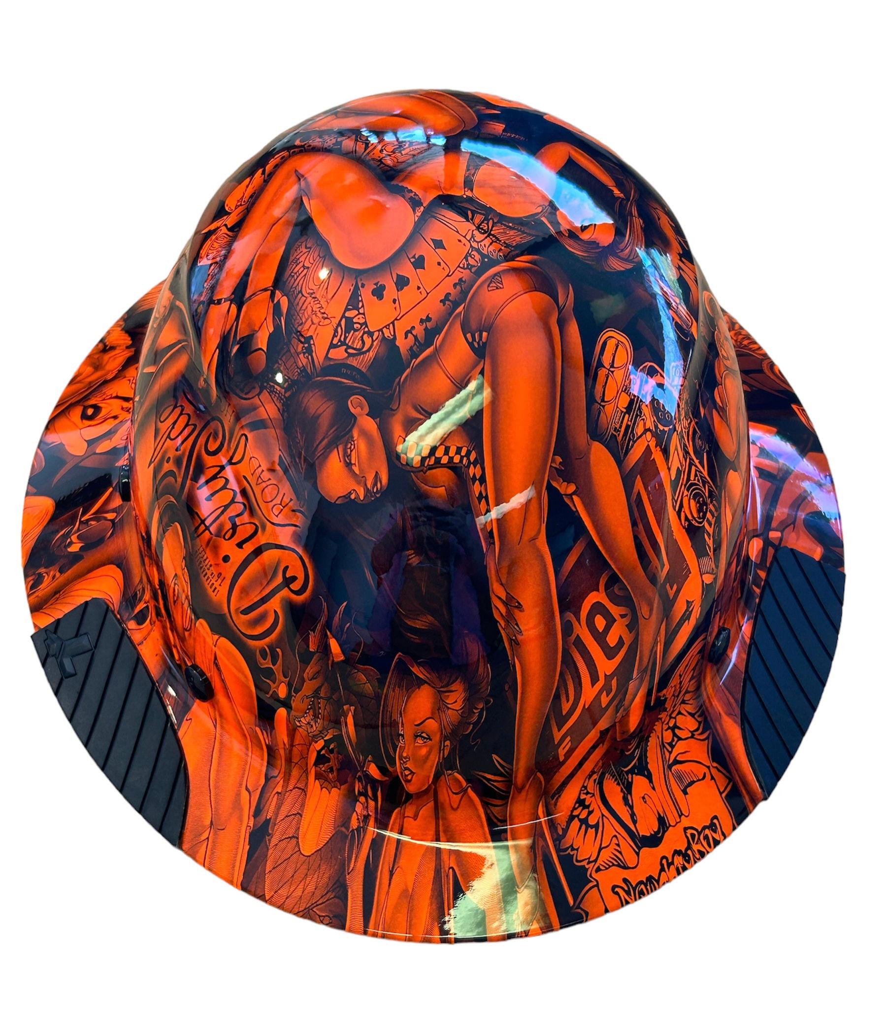 HiVis Orange Naughty Boy Lift Fiber Resin Full Brim Hardhat