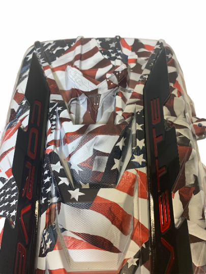 Thumbnail: Custom Hydro Dipped 2020+ Corvette Engine Cover American Flags matte finish w/co