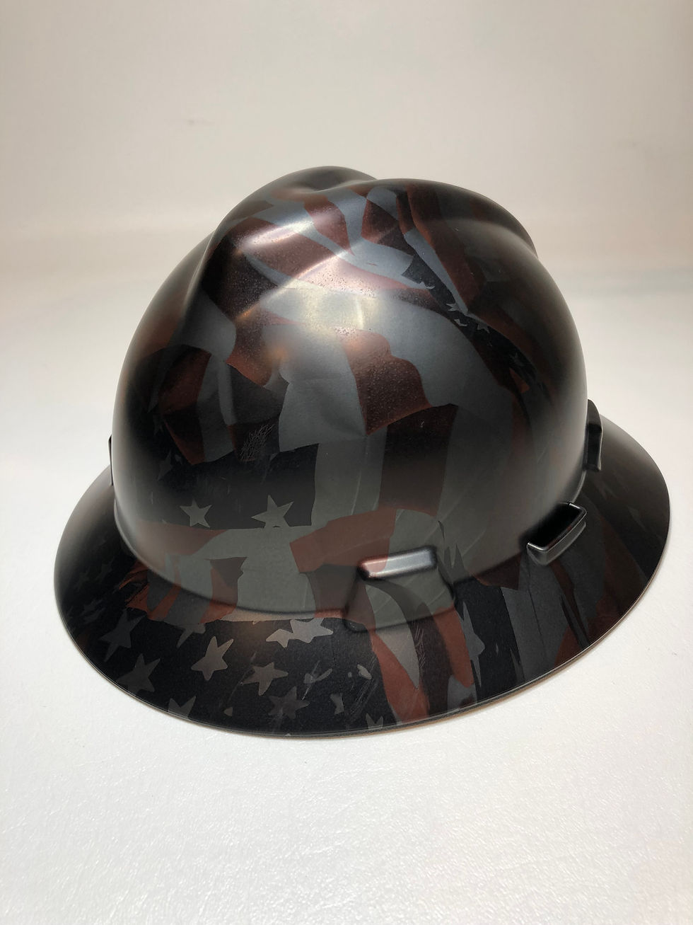Thumbnail: Metallic Graphite American Flag Satin MSA V-Gard Full Brim