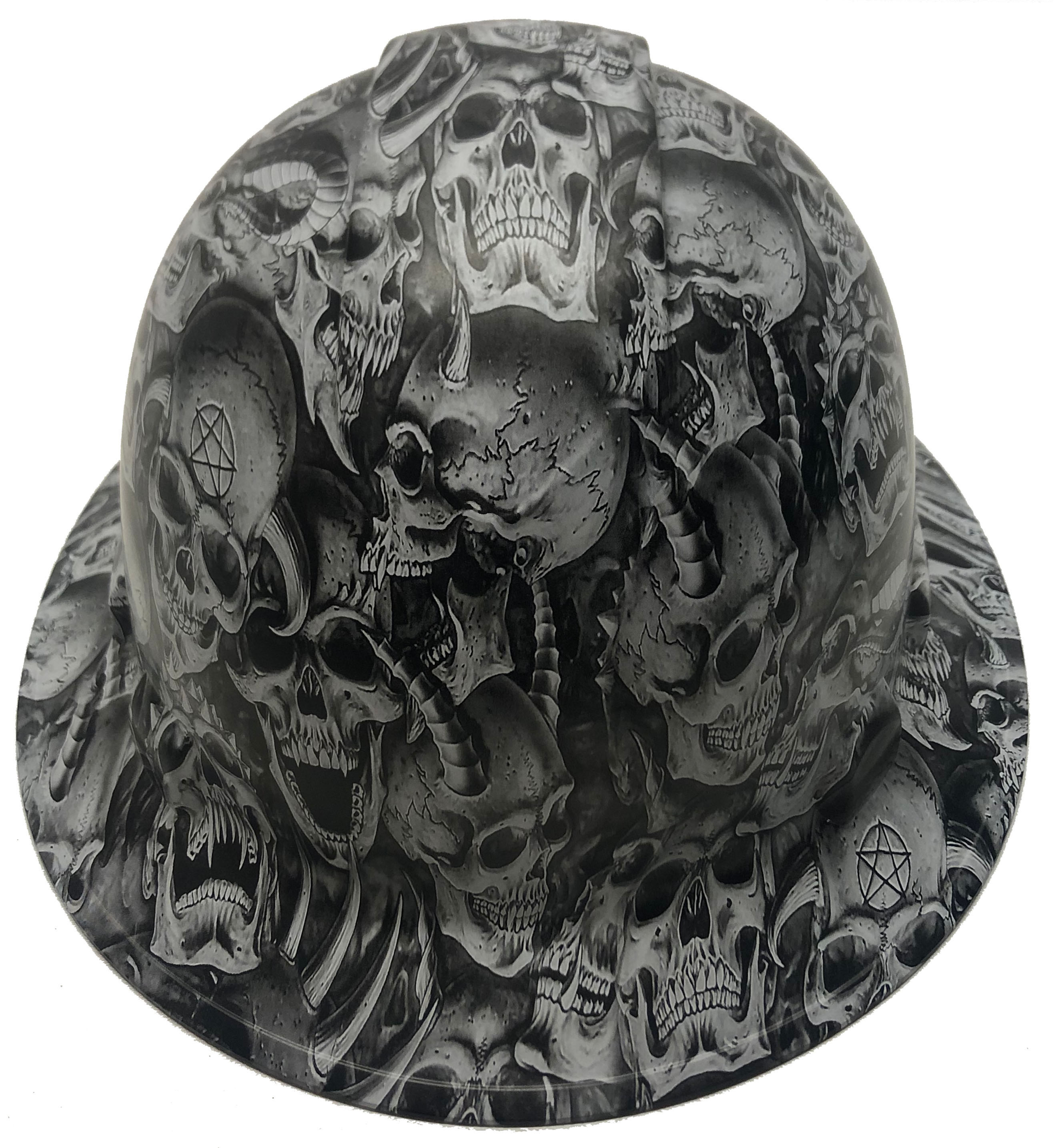 White Demented Skulls Satin Ridgeline Full Brim
