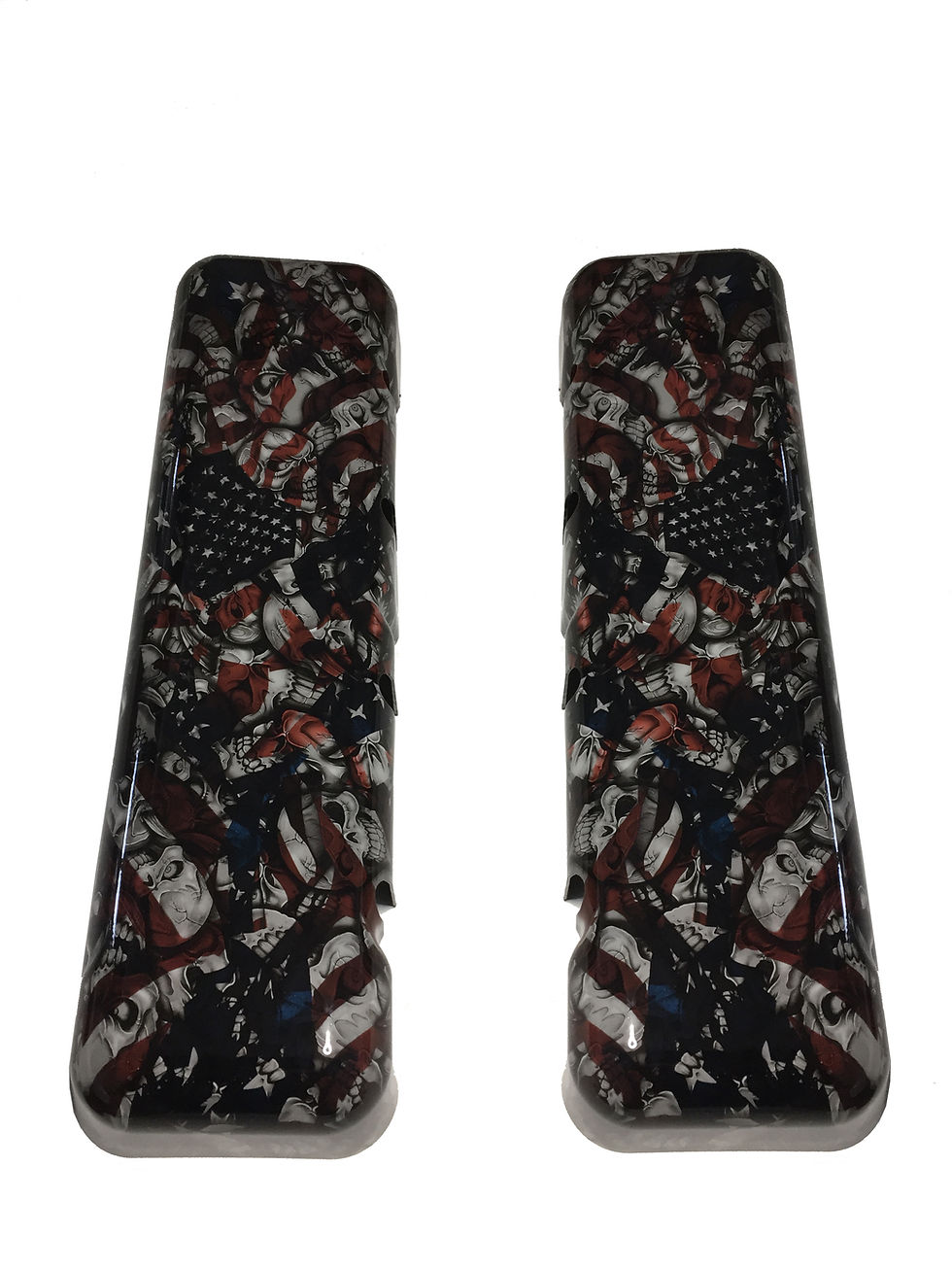Thumbnail: LS Coil Covers Custom Hydro Dipped American Flag Insanity Skulls Holley 242-1