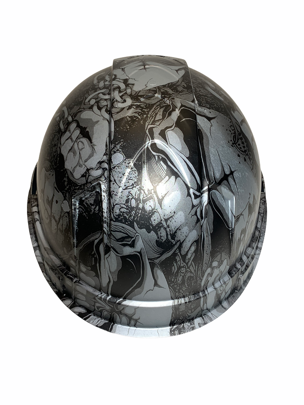 Thumbnail: Hard Hat Ridgeline Cap Style Custom Silver Metallic Gnarly Chains and Skulls