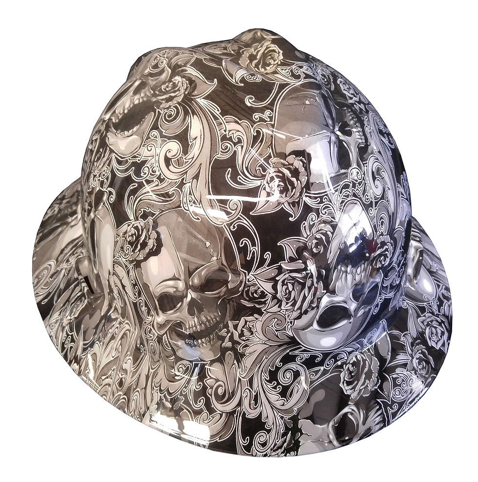 MSA V Guard Full Brim White FIligree Skulls