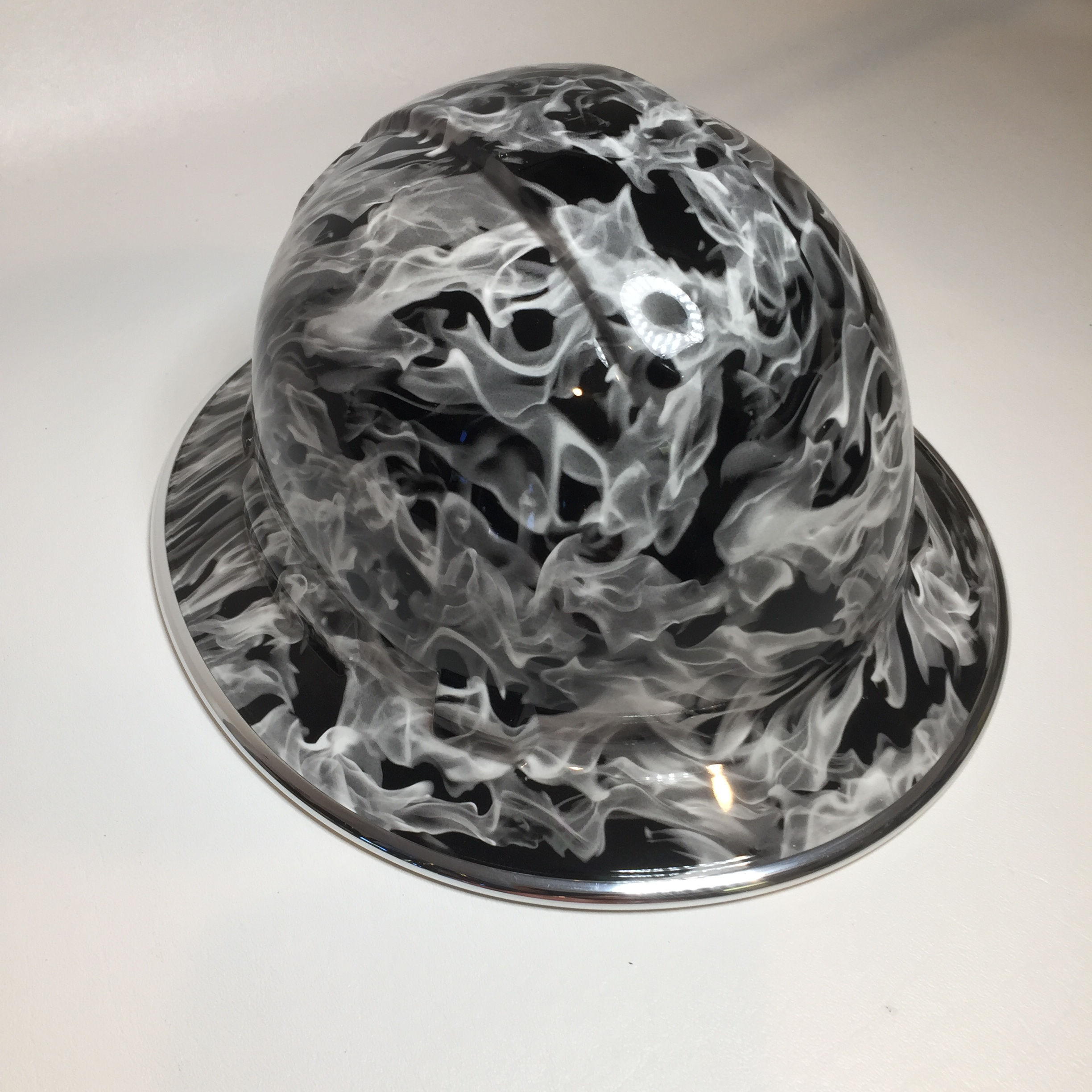 Full Brim White Flames with Chrome EdgeGuard