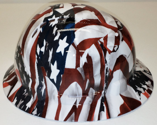 Thumbnail: Traditional American Flags Lift Briggs HBFC-7G Full Brim Vented Hard Hat High