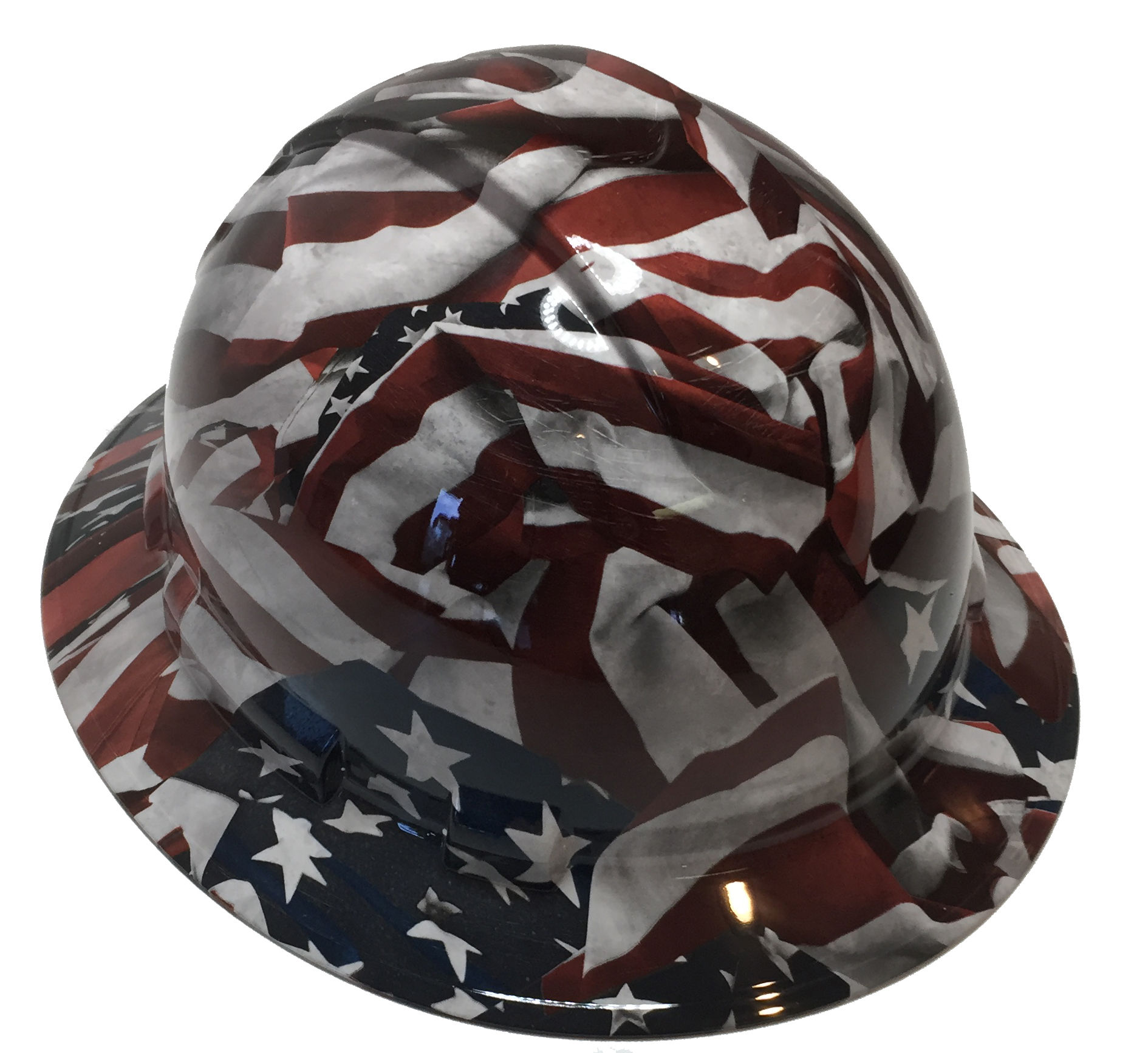Vintage American Flag Ridgeline Full Brim Hard Hat