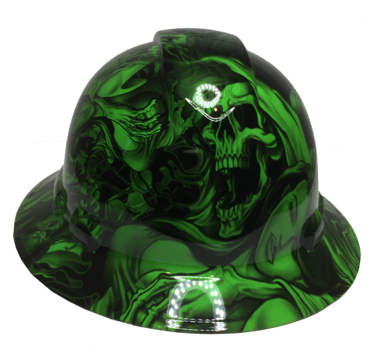 Alien Green Ace of Skulls Satin Ridgeline Full Brim